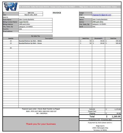 lake county bartletts invoice 974