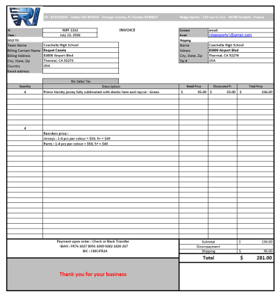 Coachella Invoice