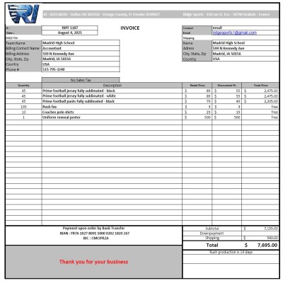 Madrid High School Inv 1187