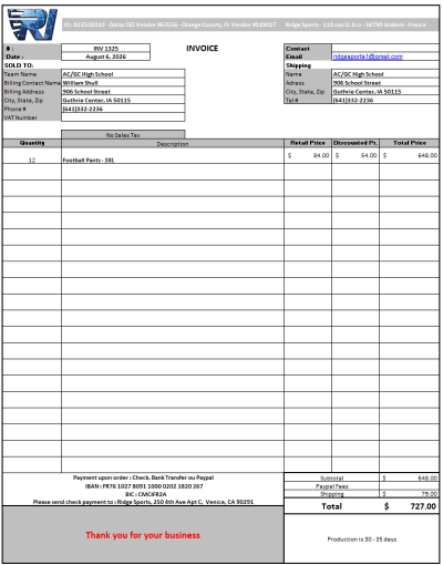 ACGC HS Football order